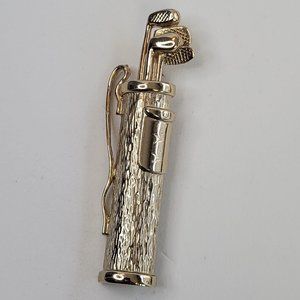 *4/$20* Gold tone golf clubs in bag brooch